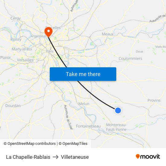 La Chapelle-Rablais to Villetaneuse map