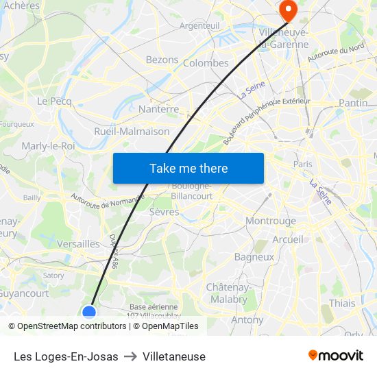 Les Loges-En-Josas to Villetaneuse map