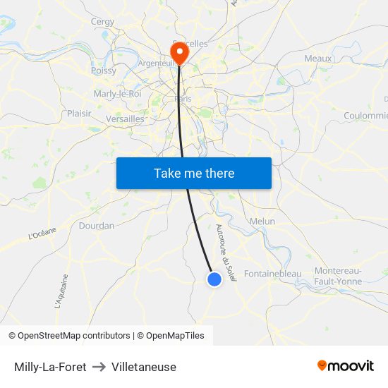 Milly-La-Foret to Villetaneuse map