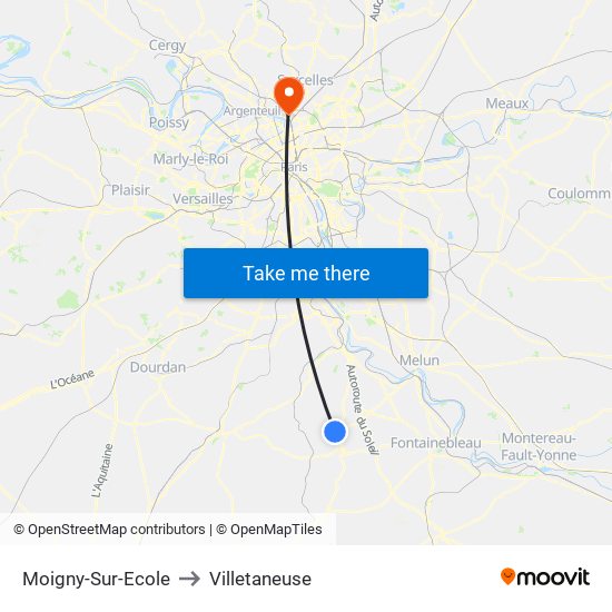 Moigny-Sur-Ecole to Villetaneuse map