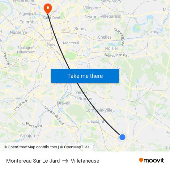 Montereau-Sur-Le-Jard to Villetaneuse map