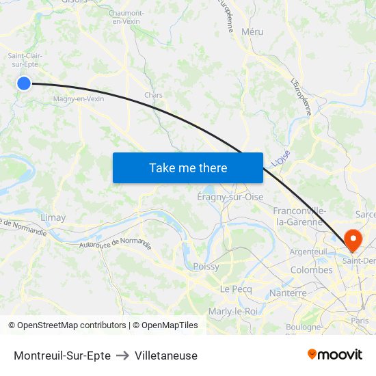 Montreuil-Sur-Epte to Villetaneuse map