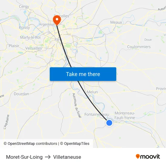 Moret-Sur-Loing to Villetaneuse map