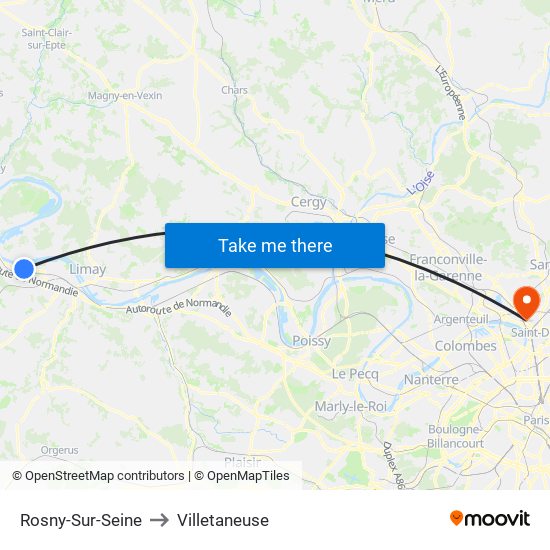 Rosny-Sur-Seine to Villetaneuse map