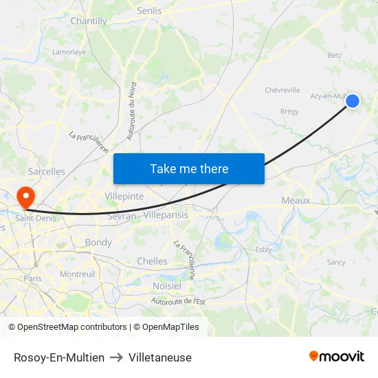 Rosoy-En-Multien to Villetaneuse map