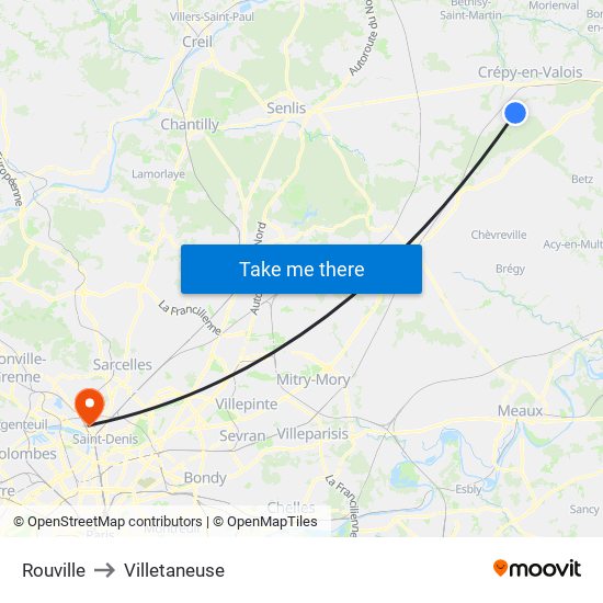 Rouville to Villetaneuse map