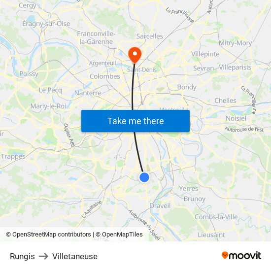 Rungis to Villetaneuse map