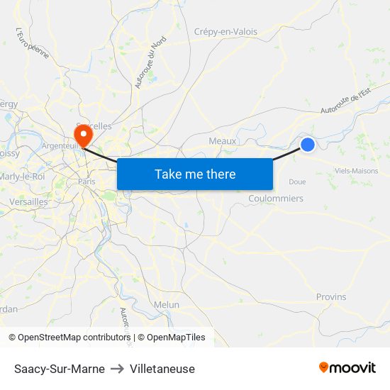 Saacy-Sur-Marne to Villetaneuse map