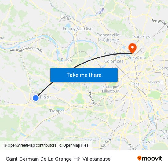 Saint-Germain-De-La-Grange to Villetaneuse map