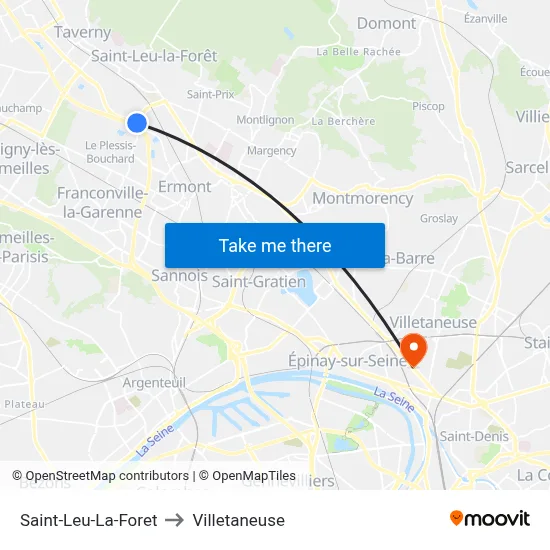 Saint-Leu-La-Foret to Villetaneuse map