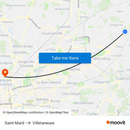 Saint-Mard to Villetaneuse map