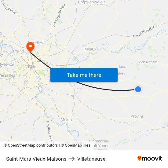 Saint-Mars-Vieux-Maisons to Villetaneuse map