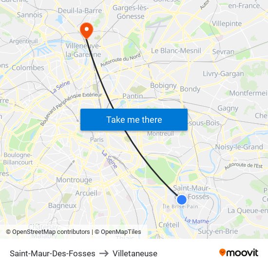 Saint-Maur-Des-Fosses to Villetaneuse map