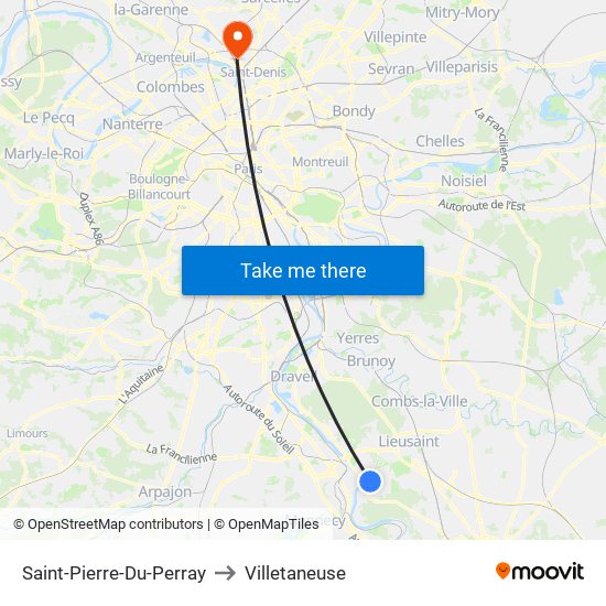 Saint-Pierre-Du-Perray to Villetaneuse map