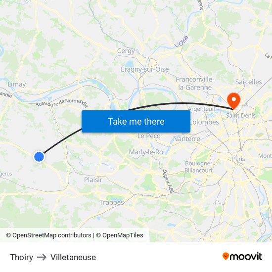 Thoiry to Villetaneuse map