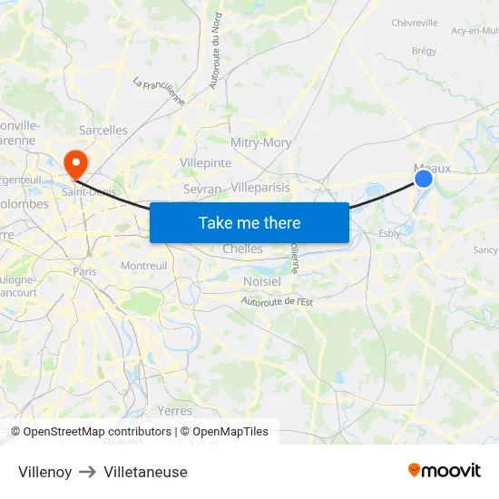 Villenoy to Villetaneuse map