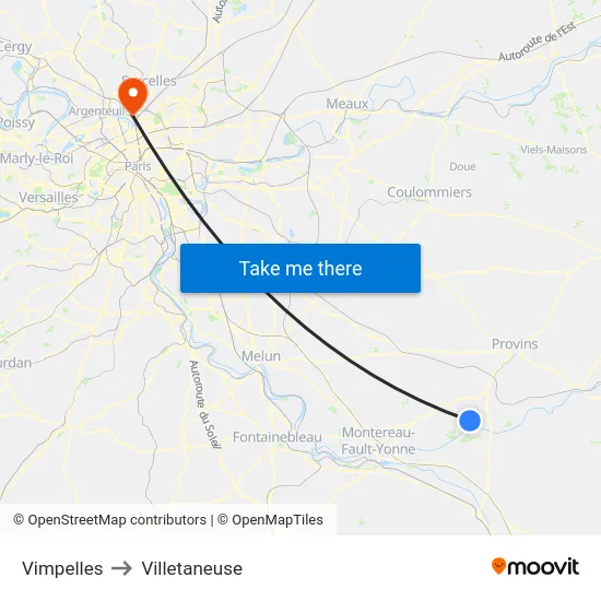 Vimpelles to Villetaneuse map