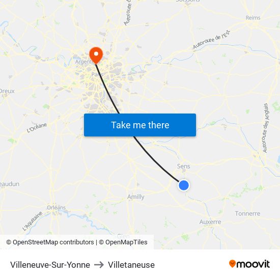 Villeneuve-Sur-Yonne to Villetaneuse map