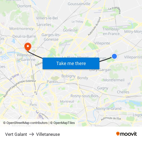 Vert Galant to Villetaneuse map