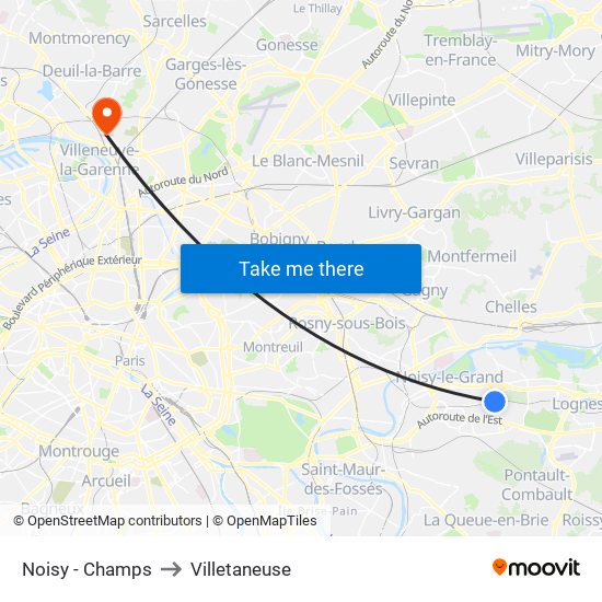 Noisy - Champs to Villetaneuse map