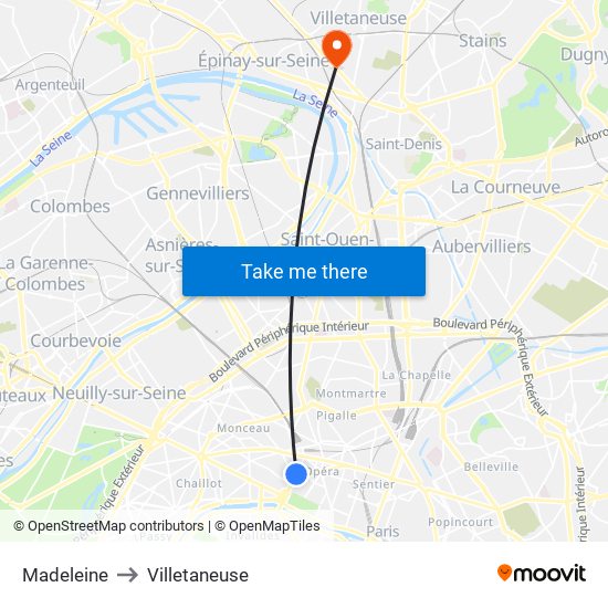 Madeleine to Villetaneuse map