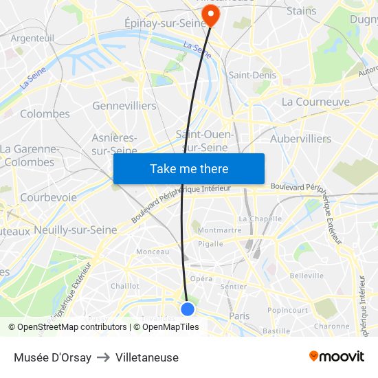 Musée D'Orsay to Villetaneuse map