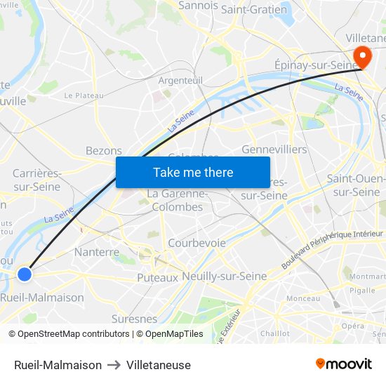 Rueil-Malmaison to Villetaneuse map