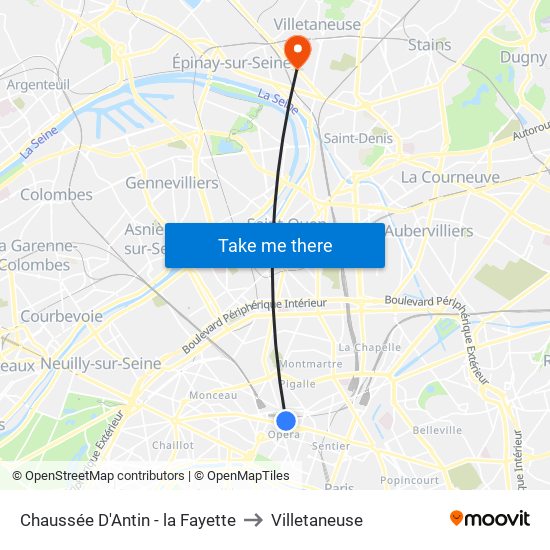 Chaussée D'Antin - la Fayette to Villetaneuse map