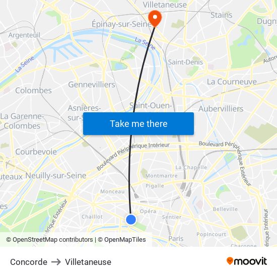 Concorde to Villetaneuse map
