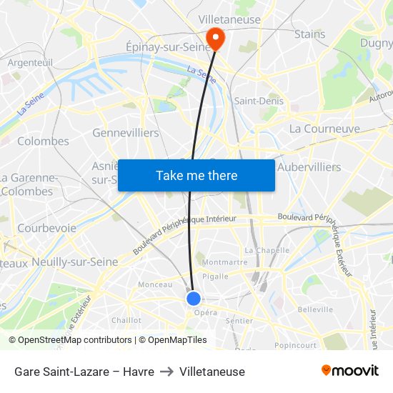 Gare Saint-Lazare – Havre to Villetaneuse map