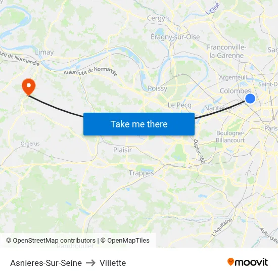 Asnieres-Sur-Seine to Villette map