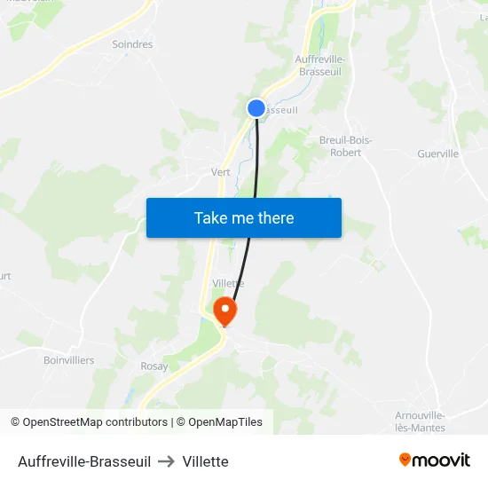 Auffreville-Brasseuil to Villette map