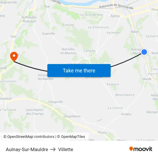 Aulnay-Sur-Mauldre to Villette map