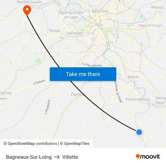Bagneaux-Sur-Loing to Villette map