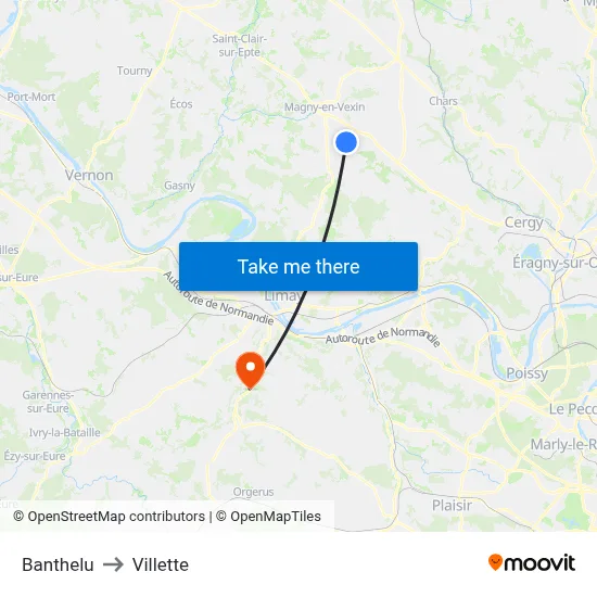 Banthelu to Villette map