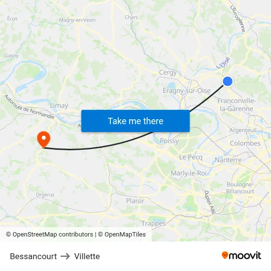 Bessancourt to Villette map