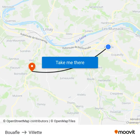 Bouafle to Villette map