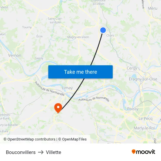Bouconvillers to Villette map