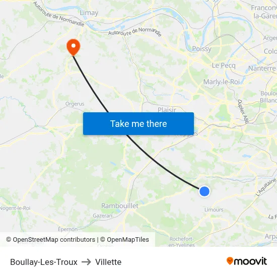 Boullay-Les-Troux to Villette map