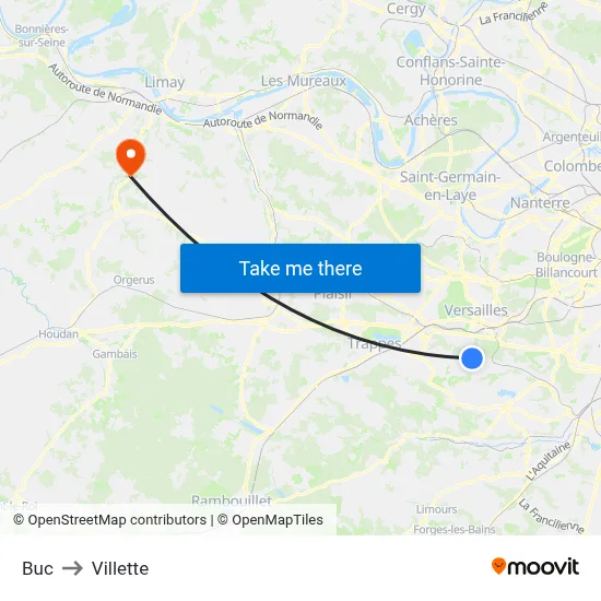Buc to Villette map