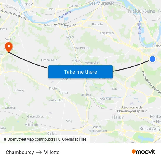 Chambourcy to Villette map