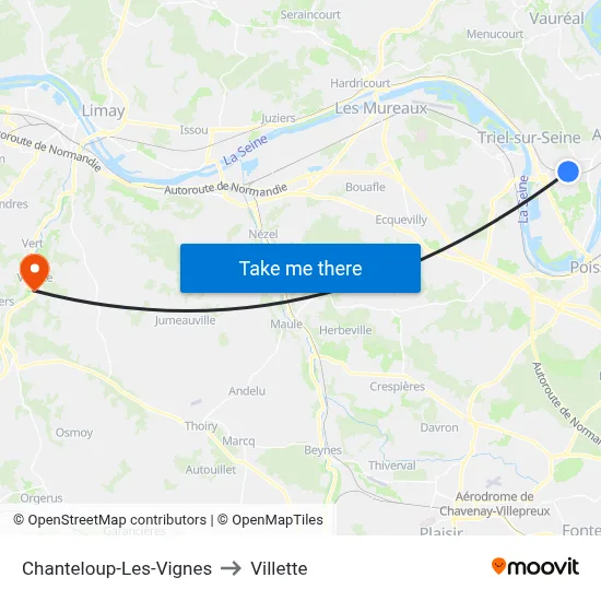Chanteloup-Les-Vignes to Villette map