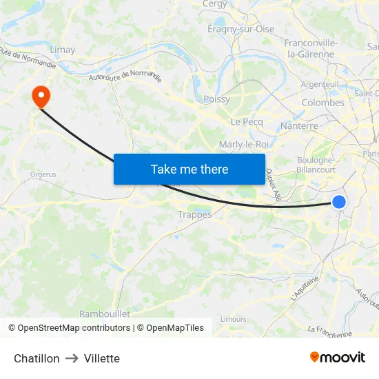 Chatillon to Villette map