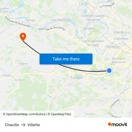Chaville to Villette map