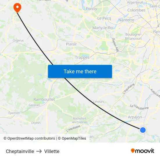 Cheptainville to Villette map