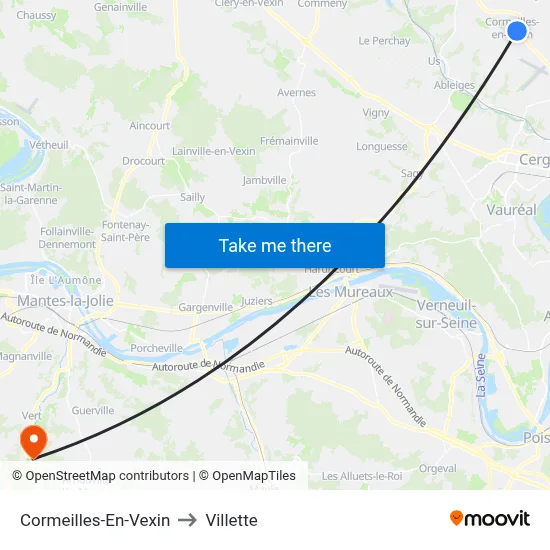 Cormeilles-En-Vexin to Villette map