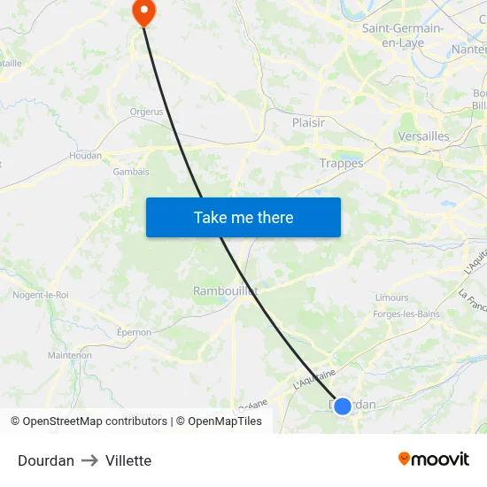 Dourdan to Villette map