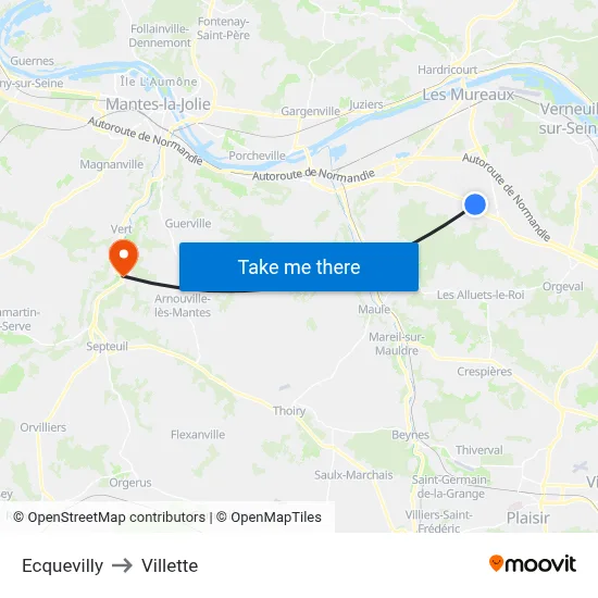 Ecquevilly to Villette map