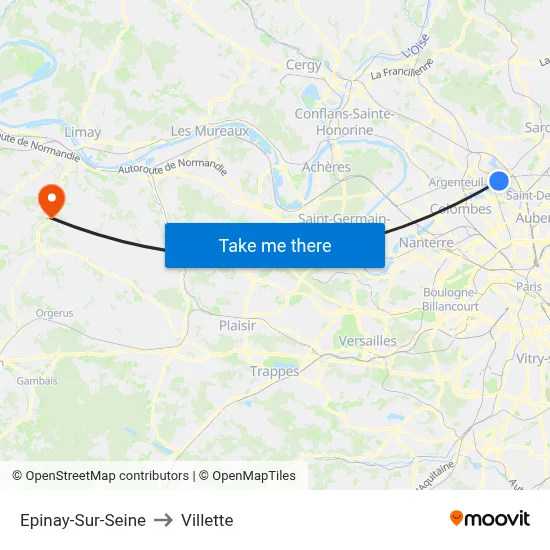 Epinay-Sur-Seine to Villette map