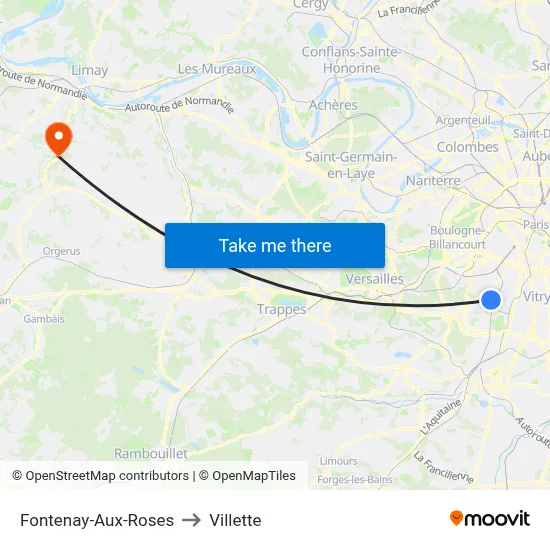 Fontenay-Aux-Roses to Villette map